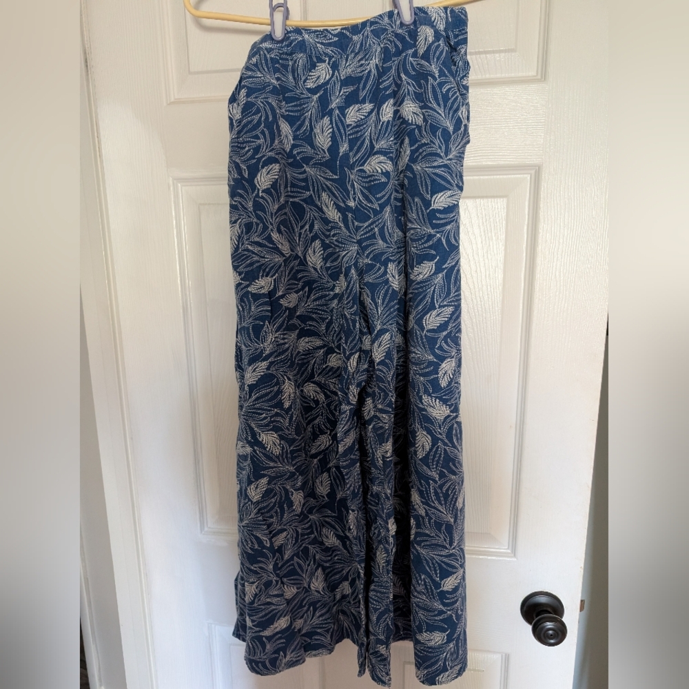 Blue and White Leaf Pants